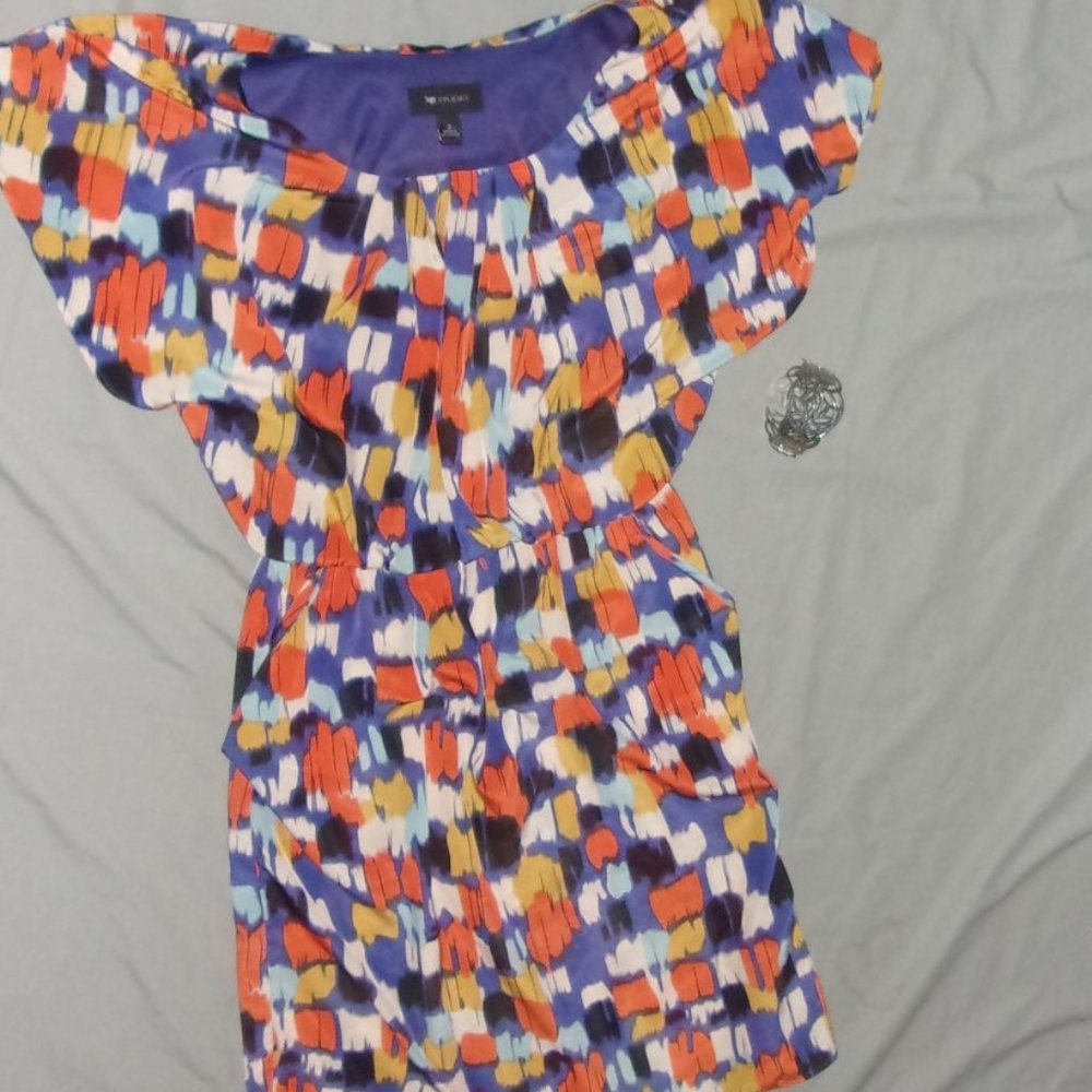 size 2  womens  blue orange dress casual small pretty